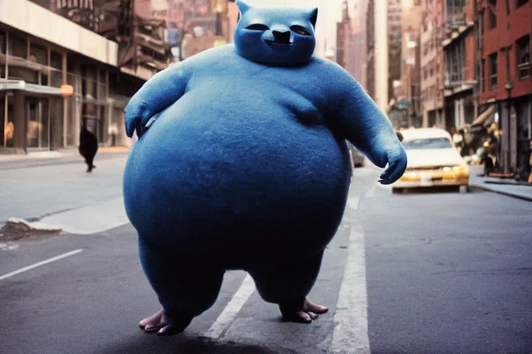 Image similar to Closeup portrait of Snorlax blocking a new york back street, photograph, natural light, sharp, detailed face, magazine, press, photo, Steve McCurry, David Lazar, Canon, Nikon, focus