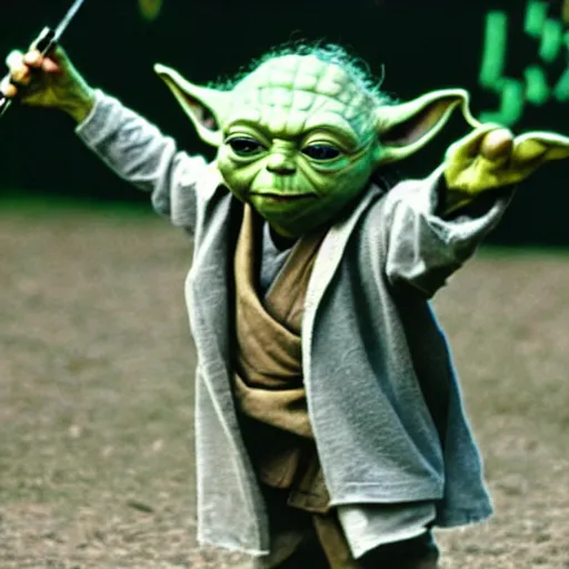 Image similar to yoda performing at woodstock