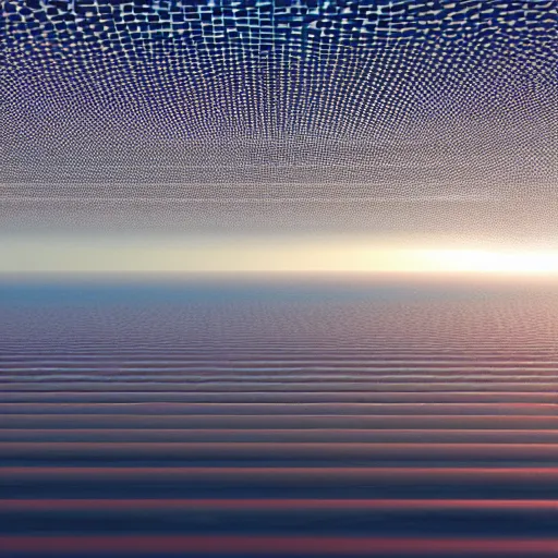 Image similar to An infinite ocean of light made up of grids of particles and waves