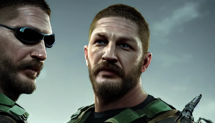 Image similar to tom hardy is sam fisher from splinter cell, matte painting, hyperdetailed, artstation, cgsociety, 8 k