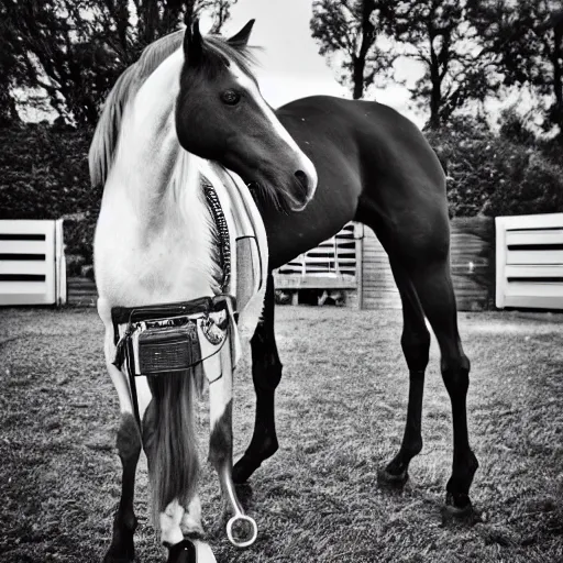 Prompt: a horse mounting a little girl