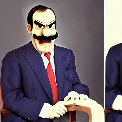 Image similar to president waluigi with vice - president wario, real, photograph, photo, color