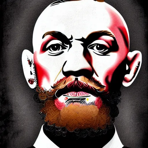 Prompt: portrait of conor mcgregor as e mahatma gandhi portrayed. digital art trending on artstation