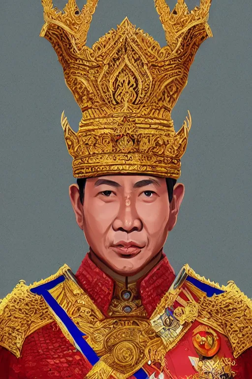 Prompt: full body portrait of king ramkamhaeng the great, thai warload, d & d, elegant, highly detailed, digital painting, artstation, concept art, smooth, sharp focus, illustration, art by thawan duchanee