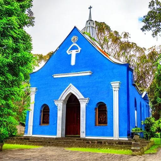 Prompt: blue church in Brumado