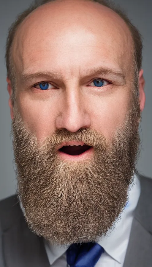 Prompt: Blue eyed blond balding bearded middle aged man corporate portait, headshot, profile