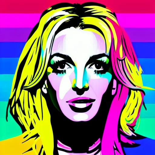 Image similar to rainbow britney spears. pop art