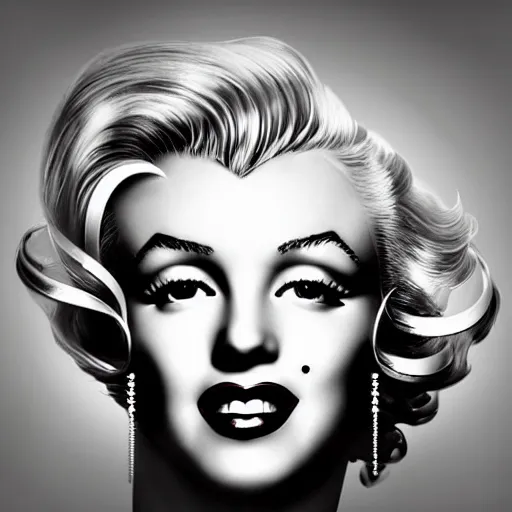 Prompt: beautiful centered Fine art photo portrait of Marilyn Monroe as a solarpunk robotic humanoid, black mechanical parts with led lights, photorealistic, white background wall, highly detailed and intricate, outdoor lighting, HDR 8k