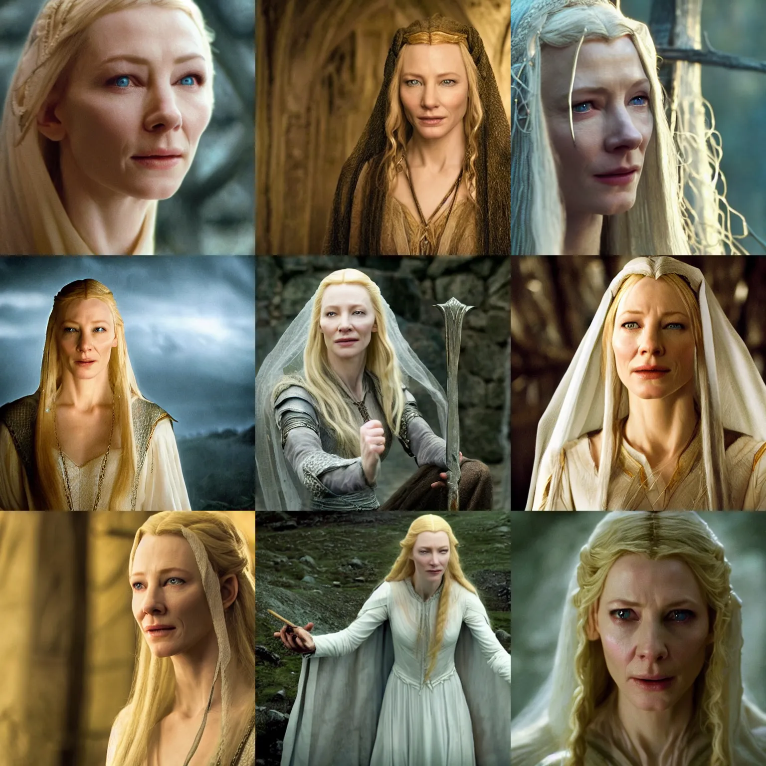 Prompt: ( ( ( ( lords of the ring movie's ) ) ) ) galadriel ( cate blanchett ), movie stock photo
