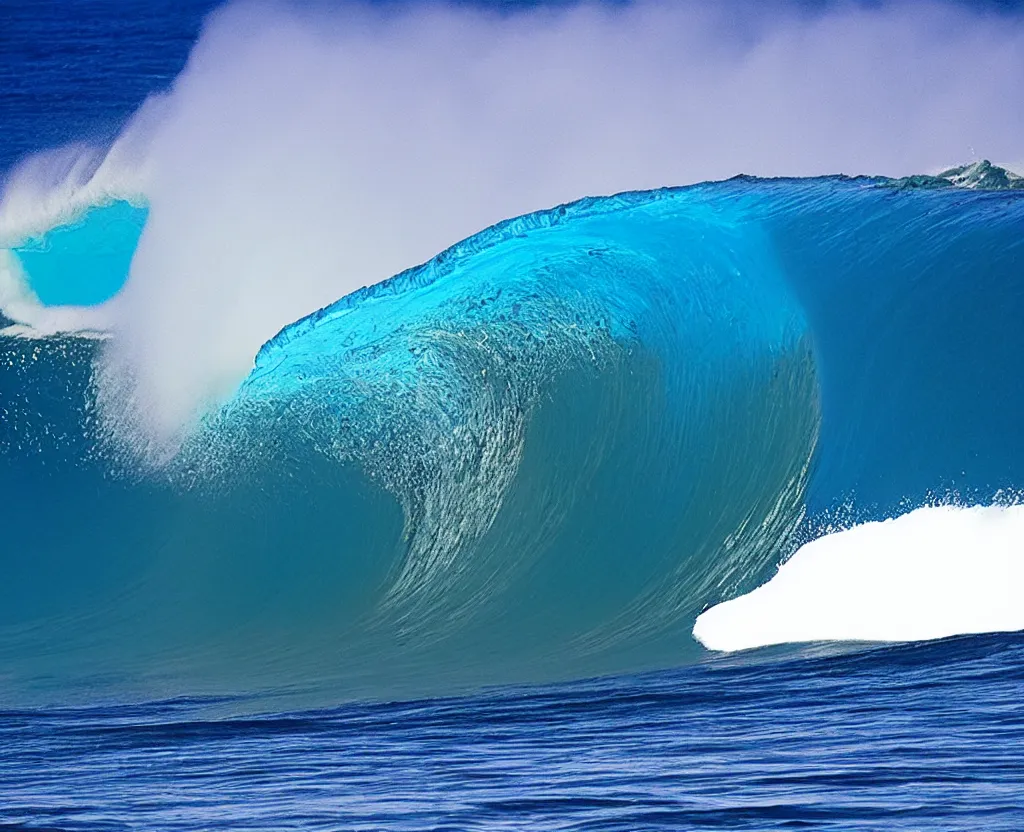 Image similar to banzai pipeline barrel, photo by clark little ; ultra - realistic 3 d depth shading ; third reef pipeline by katsushika hokusai