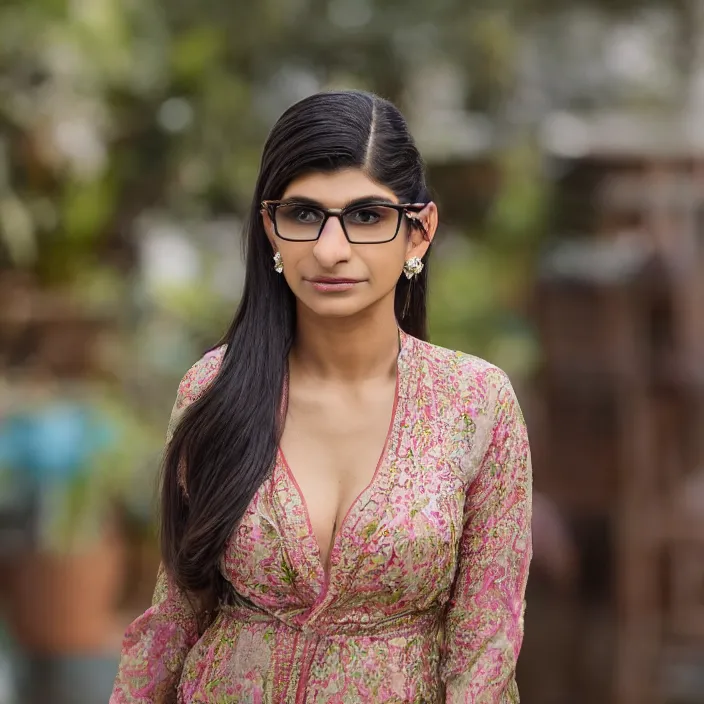 Image similar to Movie still of Mia Khalifa wearing Kebaya, directed by Steven Spielberg, natural light, detailed face, CANON Eos C300, ƒ1.8, 35mm, 8K, medium-format print