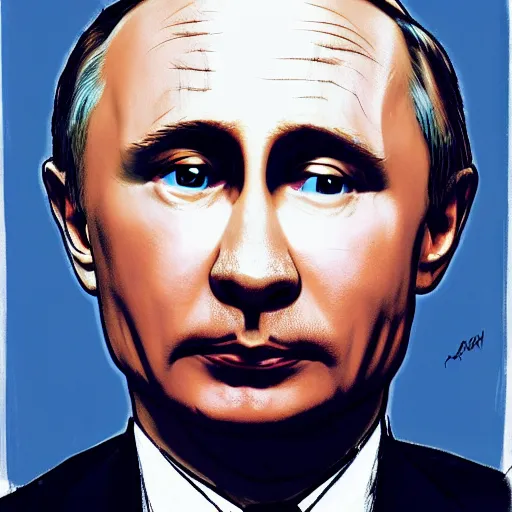 Prompt: a portrait of putin painted by ralph steadman, ultra 4 k