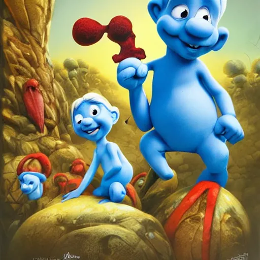 Image similar to smurfs portrait, Pixar style, by Tristan Eaton Stanley Artgerm and Tom Bagshaw.