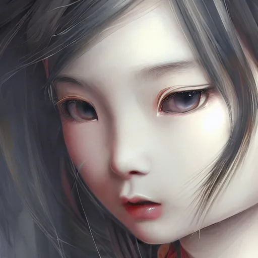 Image similar to dynamic composition, motion, ultra-detailed, incredibly detailed, a lot of details, amazing fine details and brush strokes, colorful and grayish palette, smooth, HD semirealistic anime CG concept art digital painting, watercolor oil painting of a Chinese schoolgirl, by a Chinese artist at ArtStation, by Huang Guangjian, Fenghua Zhong, Ruan Jia, Xin Jin and Wei Chang. Realistic artwork of a Chinese videogame, gradients, gentle an harmonic grayish colors.