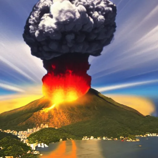 Prompt: a highly detailed photograph of an Nuclear Explosion on Rio de Janeiro, hyper realistic, extremely realistic, realistic, 4k, colored, 1920x1080