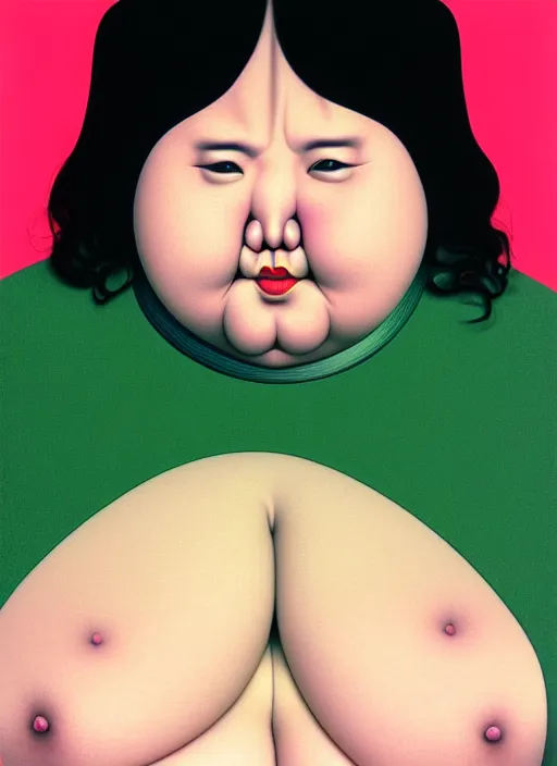 Image similar to portrait cute fat woman by shusei nagaoka kaws, david rudnick, takato yamamoto, airbrush on canvas pastell colors cell shaded 8 k