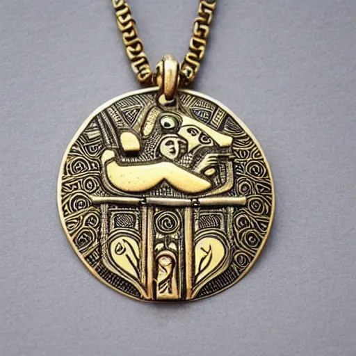 Prompt: ancient horus the god as an artnouveau lalique necklace