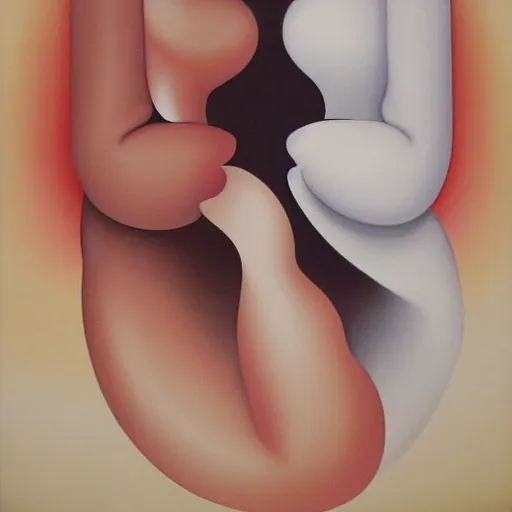 Prompt: Georgia O'Keefe painting of two does, romantic, feminine, curvy