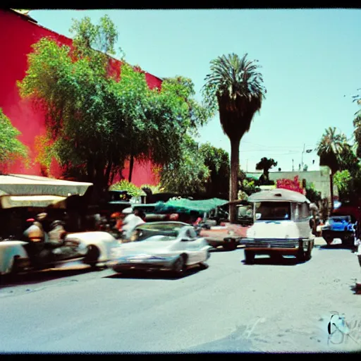 Image similar to photo, tlaquepaque, traffic jam, kodak ektachrome 1 2 0,