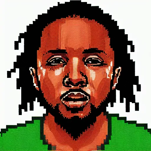 Image similar to pixel art of kendrick lamar