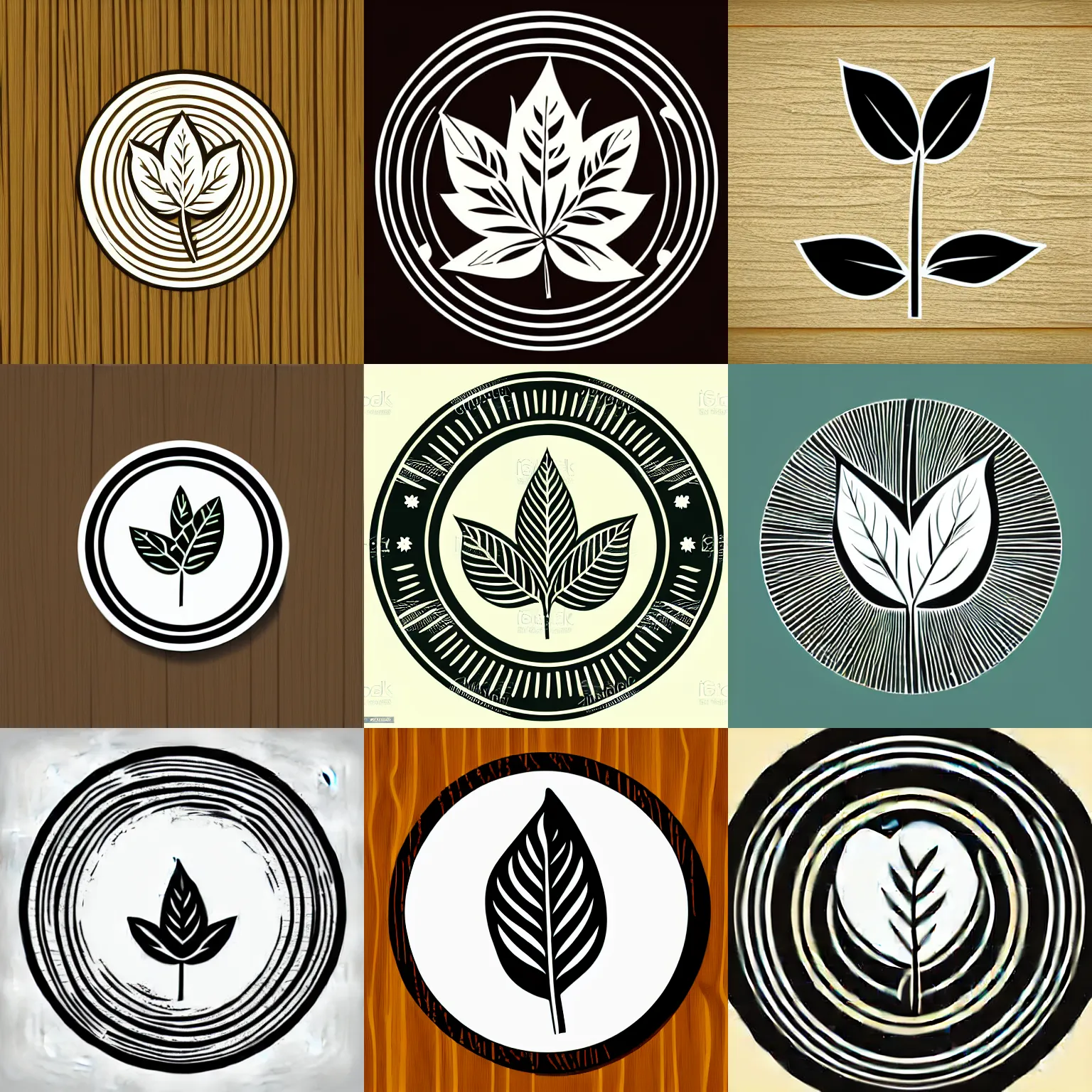 Prompt: aspen leaf, woodcut, corporate logo, vector art, clean linework, circular border