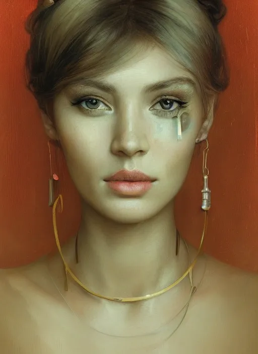 Image similar to a highly detailed photo of very intricate female face portrait, futurism, rococo cyber neon lighting, detailed futuristic fibonacci jewelry, profile posing, hyper photorealistic, trending in pinterest, cinematic, 4 k ultra hd, by denis villeneuve tom anders zorn hans dragan bibin thoma greg rutkowski ismail inceoglu illustrated sand storm alphonse mucha