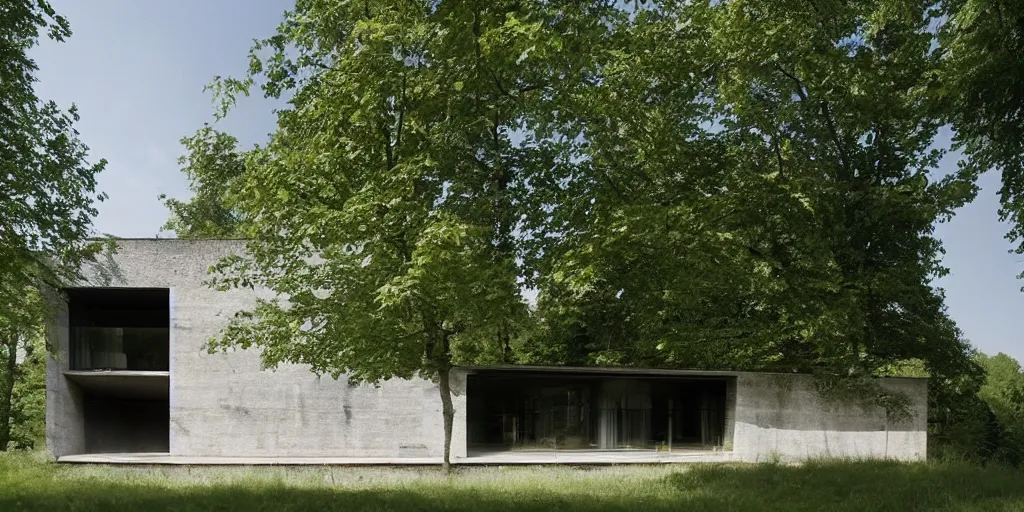 Image similar to a house by the river rhein close to mumpf designed by peter zumthor