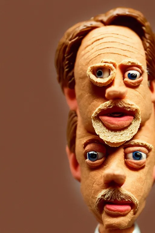 Image similar to film still of steve buscemi made out of bread in the royal tenenbaums, 4 k