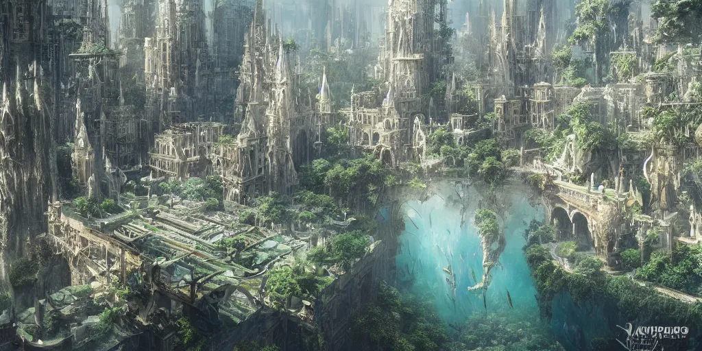 Prompt: A hyperrealistic concept art of a very beautiful underwater cityscape, lots of baobab trees, stunning massive ornately 3d render inspired art by Renato muccillo and Andreas Rocha and Johanna Rupprecht + symmetry + natural volumetric lighting, 8k octane beautifully detailed render, post-processing, highly detailed, intricate complexity, epic composition, magical atmosphere, cinematic lighting + masterpiece, trending on artstation