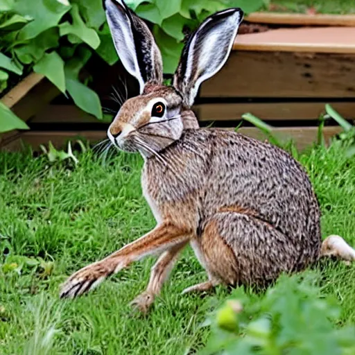 Prompt: the hare went out on the porch to scratch his egg