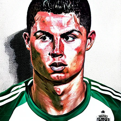 Prompt: a hyper - detailed masterpiece of ronaldo phenomenal, stunning portrait