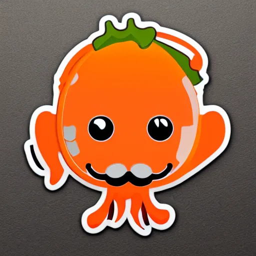 Image similar to sticker of a cute orange squid with a moustache