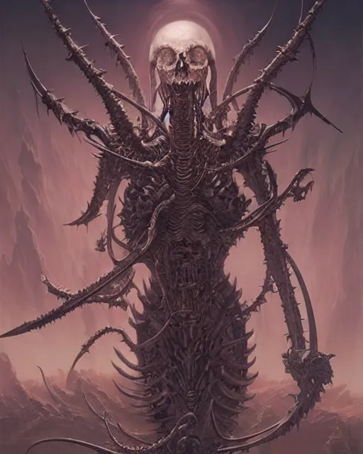 Image similar to The last enemy that shall be destroyed is death, artwork by artgerm, scifi, D&D, extraordinary phenomenon, fantasy, intricately detailed, elegant, digital painting, smooth, sharp focus, art by Greg Rutkowski, art by Ruth Asawa, art by Ted Nasmith, art by H.R. Giger