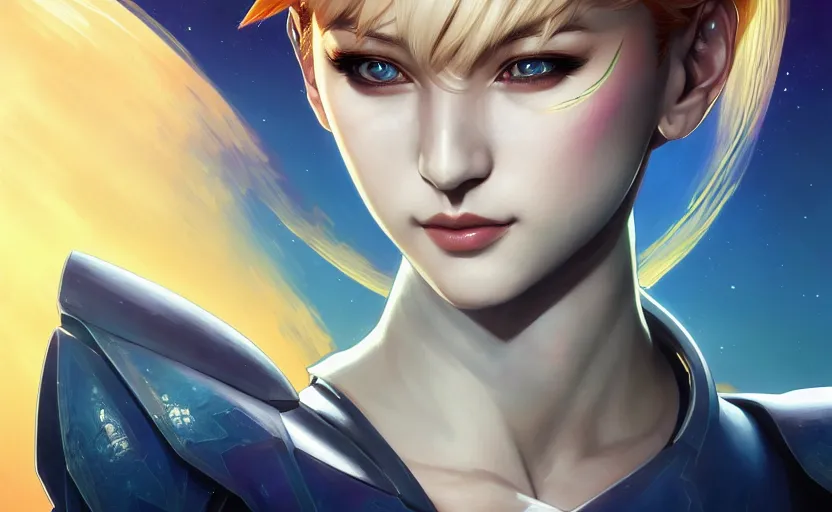 Image similar to symmetry!! portrait of sailor uranus! alien in the style of horizon zero dawn, machine face, intricate, elegant, highly detailed, digital painting, artstation, concept art, smooth, sharp focus, illustration, art by artgerm and ross tran and greg rutkowski and alphonse mucha, 8 k