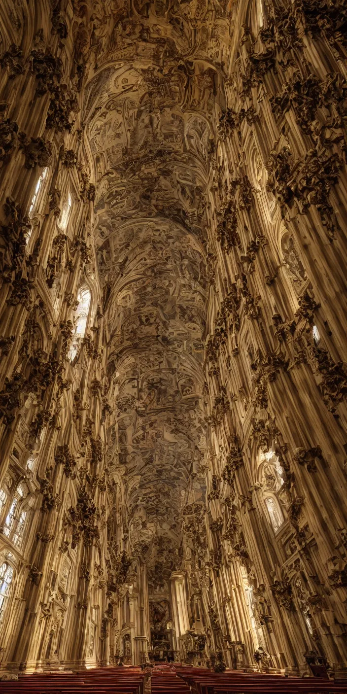 Image similar to nave of gigantic baroque cathdral, sunrays