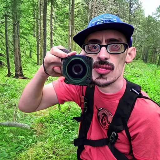Prompt: Trail cam footage of Ricky Berwick