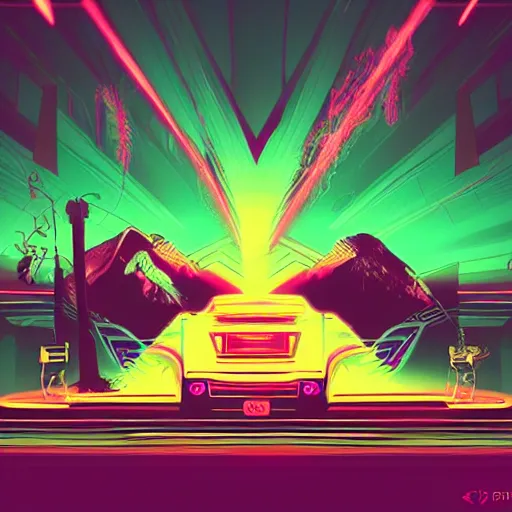 Image similar to ♈, epic retrowave art, trending on art station