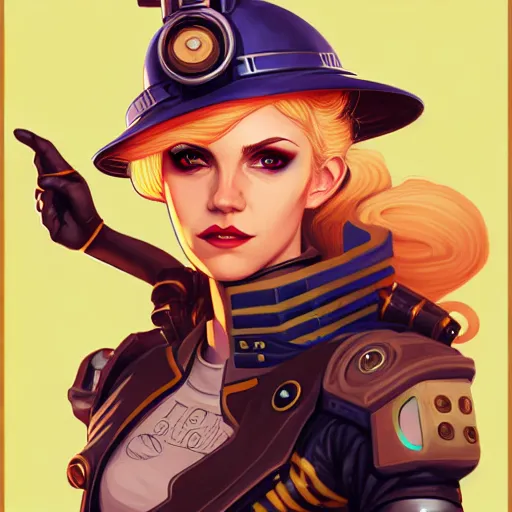 Prompt: portrait painting of a blonde badass girl engineer hextech steampunk, sharp focus, award - winning, trending on artstation, masterpiece, highly detailed, intricate. art by josan gonzales and moebius and deathburger