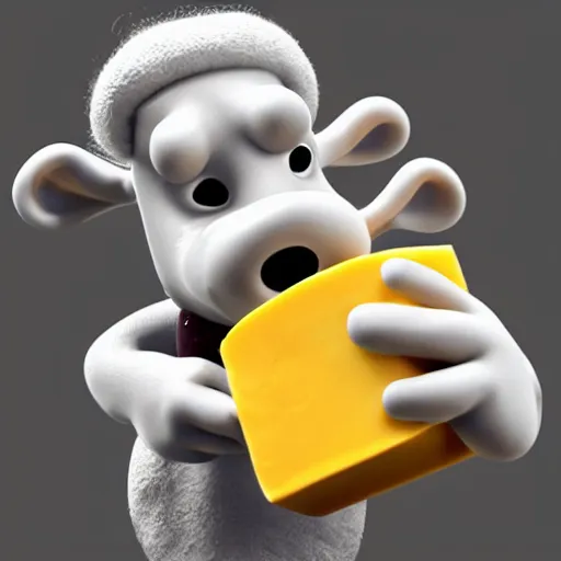Image similar to Wallace from Wallace and Gromit drinking a mug made out of cheese, Realistic, HD Quality, 8k Resolution, Digital Art, Trending on Artstation
