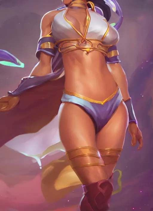 Image similar to zenra taliyah, from league of legends, au naturel, pawg, aokan, hyper detailed, digital art, overhead view, trending in artstation, studio quality, smooth render, unreal engine 5 rendered, octane rendered, art style by kristen liu - wong and natalie krim andlera balashova and wlop and samantha mandala