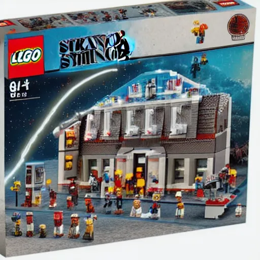 Image similar to official Stranger Things upside down Lego set, pictured on a white background, highly detailed, 8k, field depth, Lego creators winner set