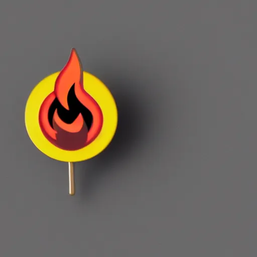 Image similar to a photo of a retro 8 0 s minimalistic simple clean fire warning enamel pin, no text, studio lighting, behance