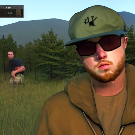 Prompt: mac miller, in dayz, screenshot