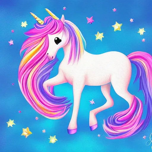 Image similar to unicorn, cute, digital art