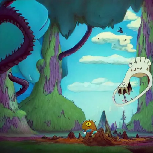 Image similar to amazing cute monster creature ,a screenshot from adventure time, by Salvador dali and Makoto Shinkai