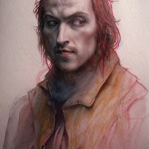 Image similar to Portrait Tosh.0 Vampire Plumber greg rutkowski jacques callot albrecht durer jen bartel gustav dore watercolor oil pastel 4k artstation wikiart wikipedia