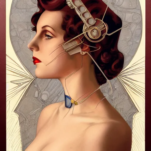 Image similar to a streamline moderne, ( art nouveau ), ( ( dieselpunk ) ) portrait in the style of charlie bowater, and in the style of donato giancola, and in the style of charles dulac. intelligent face. symmetry, ultrasharp focus, dramatic lighting, semirealism, intricate symmetrical ultrafine background detail.