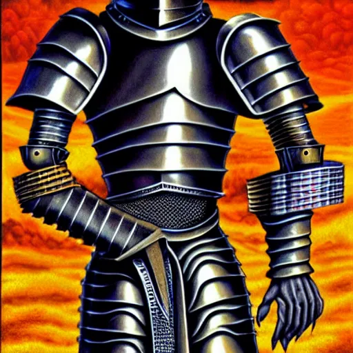 Prompt: medieval fantasy armored knight, by alex grey, TOOL band, detailed, 8K