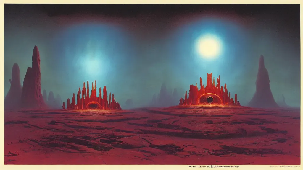 Image similar to mysterious shrine of an alien civilization by paul lehr and john schoenherr, cinematic matte painting