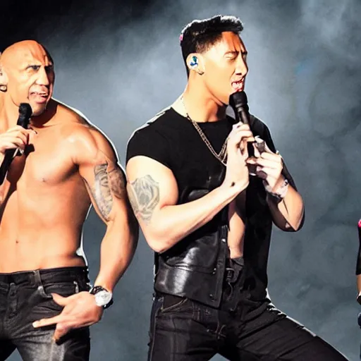 Image similar to the rock singing in a boy band, kpop, jpop, concert